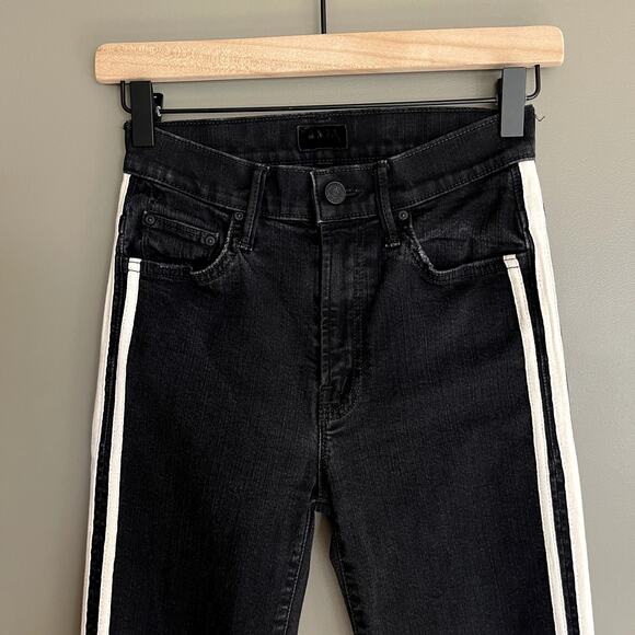 Mother Insider Crop Step Fray Jean in Guilty Racer Stripe Size 25 Black Bootcut - Picture 5 of 16